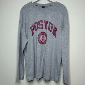Shein Boston Gray Long Sleeve T-Shirt Size S